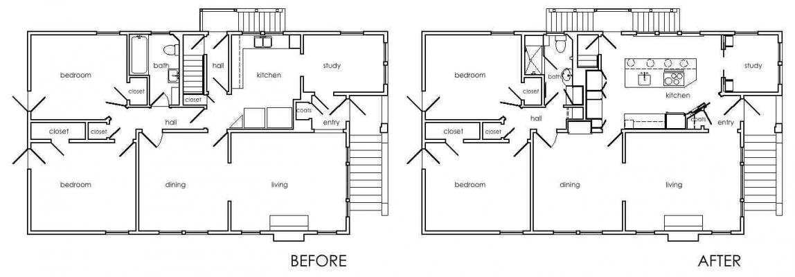 Before and After Floor Plans.