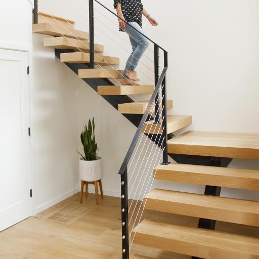 The modern stairway of the Berkeley bungalow
