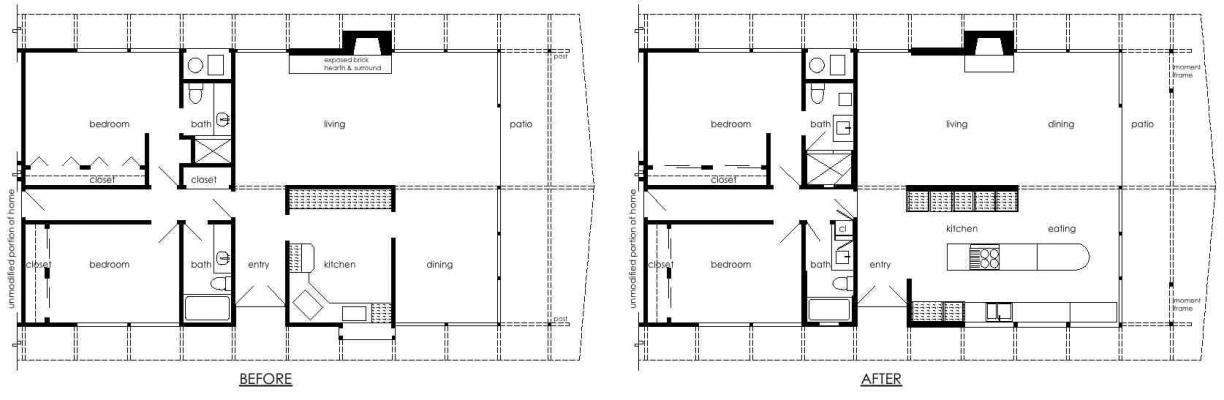 Before and After partial floor plans